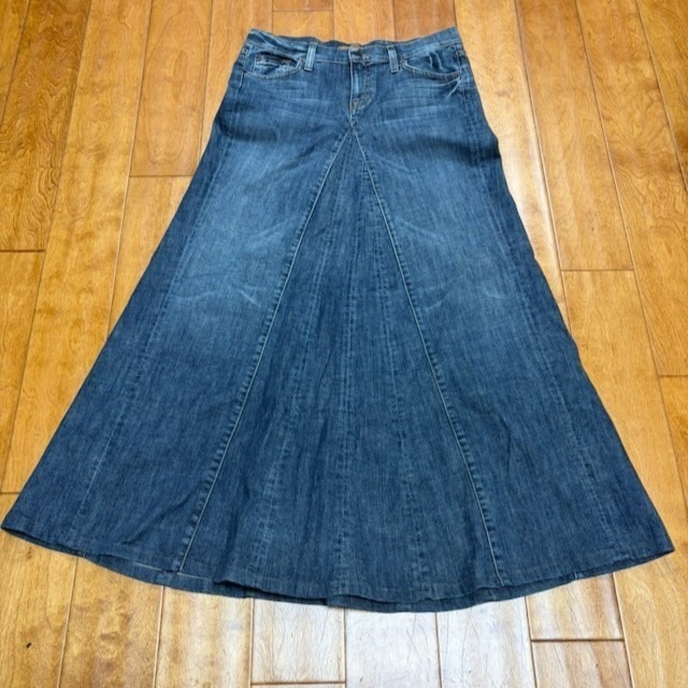 VTG Arden B Denim Maxi Skirt Sz 8 Y2K Equestrian Boho Country Western Rodeo USA